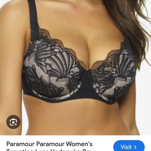 Paramour Black Lace Bra with Underwire and Adjustable Straps - Picture 1 of 7